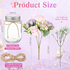 Zeyune 12 Sets Mason Jar Flowers Centerpiece Table Decorations,Purple,Pink - Image 4
