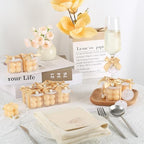 ACITHGL 30 Sets Fully Assembled Small Bubble Candle Party Favors for Guests Bulk Bridal Showers Favors Candles with Stylish Ribbons Thank You Cards Gifts (Champagne) - Image 6