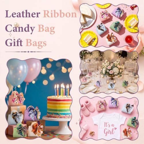 Kacctyen 50 Pack Mini Leather Purse Gift Bags PU Wedding,Fresh Color - Image 5