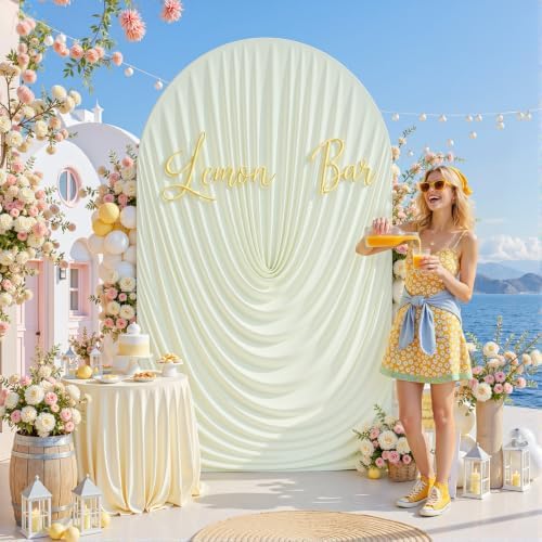 6.6FT Ivory Arch Backdrop Cover Wedding Draped Arch Cover, Stretchy Spandex Balloon Backdrop Arch Stand Covers for Wedding Ceremony, Baby Shower, Photography Birthday Party Decorations - Image 2
