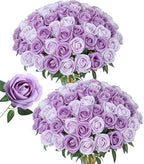 50 PCS Purple Roses Artificial Flowers, Fake Roses with Stem Realistic Silk Roses for DIY Wedding Bouquets Table Centerpieces Arrangements Baby Shower Birthday Home Decor Valentine's Day Gift for Her by HyeFloraartificialflowers