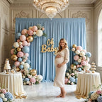 Gallety Baby Blue Backdrop Curtain for Wedding, Polyester Photography Backdrop Drapes - 30FT x 10FT Photobooth Backdrop Curtains for Celebration,Birthday,Event,Graduation Party Decorations - Image 6