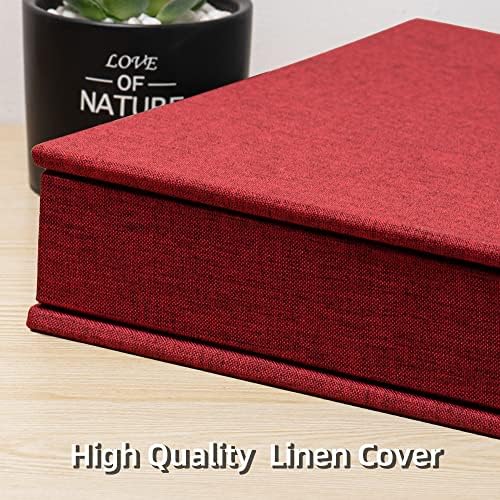 Large Photo Album Self Adhesive 4x6 5x7 3x5 8.5x11 Scrapbook Magnetic Album DIY Scrap Book Length 13 x Width 12.8 (Inches) 120 Sticky Pages Linen Cover DIY Photo Album (Red) - Image 5