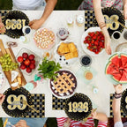 200PCS 90th Theme Birthday Party Tableware Vintage 1936 Party Supplies 90 year old Birthday Party Decorations Plates Napkins Forks Black and Gold Dinnerware Favors for Men or Women - Image 6