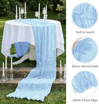 20 Pack Baby Blue 17 x 108 Inch Cheesecloth Table Runner - Boho Gauze Sheer Fabric for Wedding Baby Shower Party Home Decor - Image 4