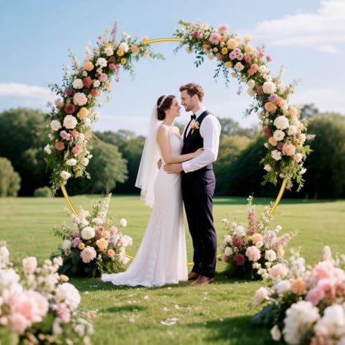 Nisoger 7.2FT Round Backdrop Stand, Circle Gold Balloon Wedding Arch Frame - Image 2