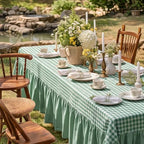 Moukeren 120"x60" Ruffled Tablecloth Table Cover, Sage Green, Gingham - Image 6
