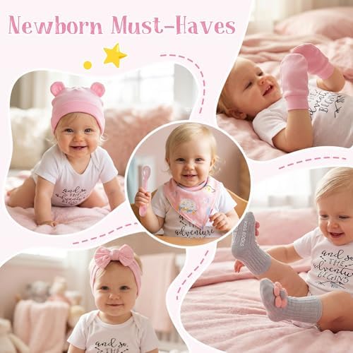 Baby Girl Gift Set - 12 Pcs Newborn Essentials with Bunny Lovey, 100% Cotton Onesie, Milestone Sign & Photo Frame - Unique Carriage Storage Box, Ready-to-Gift Baby Shower Gifts for Newborn Girls - Image 7