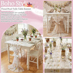 Lounsweer Apricot Wildflower Table Runner 10ft Embroidery Tulle - Image 5