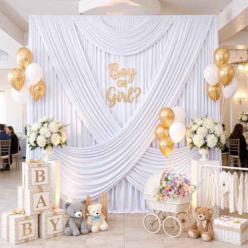 30ftx12ft White Backdrop Curtains for Wedding Party 6 Panels 5×12FT Tall - Image 6