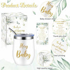 Hoolerry 6 Set Baby Shower Cups, 12oz Stainless Steel Tumbler, Greenery - Image 3