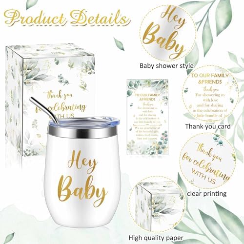 Hoolerry 6 Set Baby Shower Cups, 12oz Stainless Steel Tumbler, Greenery - Image 3