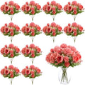 Tigeen 12 Bundles Artificial Flowers Bouquet Silk Peonies, Coral Red by Tigeen
