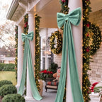 Wavwavw Christmas Giant Velvet Bow Decor Sage Green Big Bow, 75 x 18 Inches - Image 6