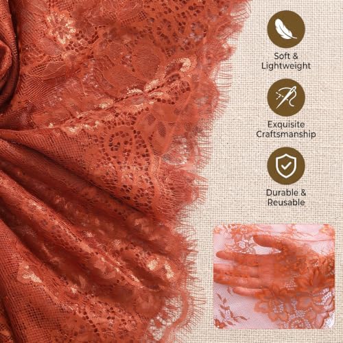 Remagr 6 Pcs Terracotta Lace Table Runners 30" x 120" Floral Wedding Decor - Image 3