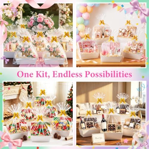 EVELOMO 10 Pack Empty Gift Baskets to Fill - 10" x 8" Large Baskets for Gifts Empty, Sturdy DIY Gifts Baskets Sets with 500g Crinkle Cut Papers for Birthdays Weddings Parties & Holidays (White) - Image 6