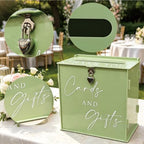 Acrylic Card Box with Lock & Slot, Sage Green Money Gift Card Box for Wedding Reception, Cash Envelope Box Ideal for Graduation Bridal Baby Shower Engagement & Anniversary Party Supplies - Image 5