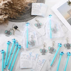 Engrowtic 50 Sets Baby Shower Favors for Guests Gifts Includes 50 Blue Elephant Keychain 50 Thank You Cards 50 Elephant Pens 50 Organza Bags Party Favor Gift Bags for Birthday Gender Reveal Party - Image 5
