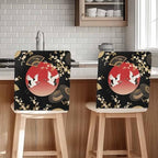 Cherry Blossom Chair Back Covers for Dining Chairs 8 Pack, Harmony Crane Red Moon Paper Fan Washable Removable Chair Slipcover Back Chairs Protector for Wedding Baby Shower Party - Image 2