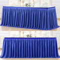 Partisky Royal Blue Polyester Table Skirt for Rectangle Tables 14ft, Wrinkle Resistant Pleated Ruffle Table Cloth for Banquet Wedding Trade Baby Shower Display Gift Dining Table by Partisky