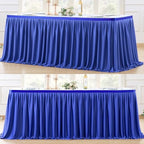 Partisky Royal Blue Polyester Table Skirt for Rectangle Tables 14ft, Wrinkle Resistant Pleated Ruffle Table Cloth for Banquet Wedding Trade Baby Shower Display Gift Dining Table by Partisky