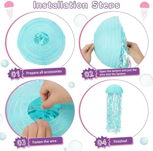 Baquler Set of 12 Jellyfish Party Decoration Multicolors Paper Lanterns - Image 5