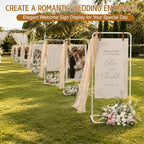Wedding Welcome Sign Stand, White Sign Holder with Leather Straps - Image 3