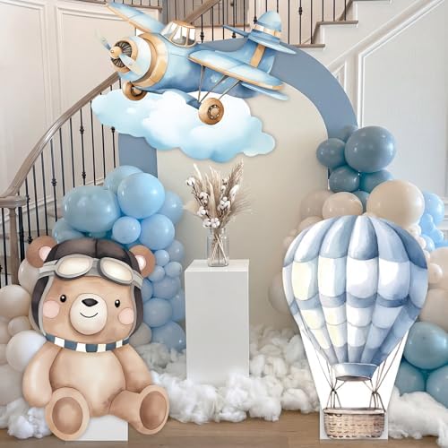 3 Pcs Airplane Baby Shower Birthday Decorations Large Cutouts Gender Reveal Sign 1st Birthday Party Centerpieces for Baby Shower Party Supplies Photo Booth Props Backdrops Decor by Unknown