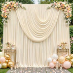 10 x 10ft Champagne Backdrop Curtains, Champagne Drapes for Backdrop Fabric by HBBMAGIC