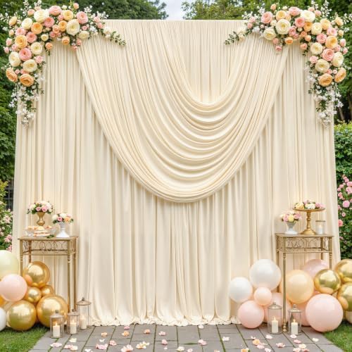 10 x 10ft Champagne Backdrop Curtains, Champagne Drapes for Backdrop Fabric by HBBMAGIC