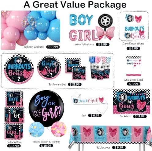 Cocomigo Burnouts or Bows Gender Reveal Decorations for 25 Guests - Image 3