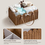 HBlife Baby Diaper Caddy Organizer, Portable Scalloped Plastic Wicker Woven Basket with Divider, Nursery Diaper Station, Baby Shower Gifts Basket, Car Organizer, Washable Waterproof - Image 5