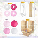 Namalu 24 Set Hot Air Balloon Table Centerpieces Baby Shower Party Decoration Paper Lanterns with Wooden Basket Sticks for Summer Birthday School DIY Craft(Hot Pink) - Image 2
