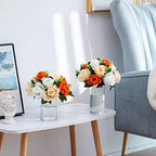 Sziqiqi Orange Fake Flowers for Centrepiece, Kissing Silk Roses Ball, 6Pcs - Image 7