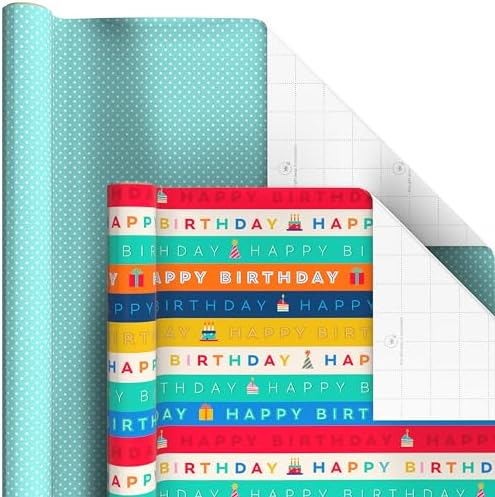 Hallmark Wrapping Paper Rolls for Graduation, Birthday, Wedding, Baby Shower - Flowers, Polka Dots, Happily Ever After Gift Wrap (Set of 6 Assorted Rolls: 180 sq. ft. ttl.) - Image 5