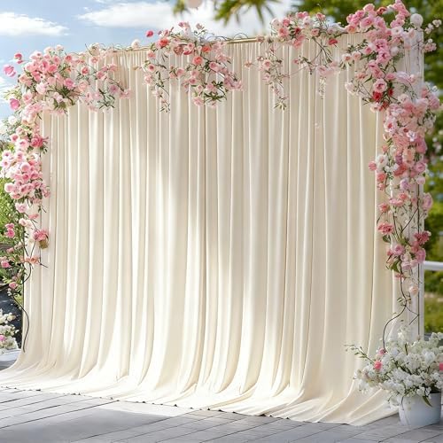 10x12ft Ivory Backdrop Curtain Panels for Parties - Wrinkle Free Polyester Photo Curtain Backdrop Wedding Back Drop Fabric Drapes for Party Decorations Background for Photography - Image 2