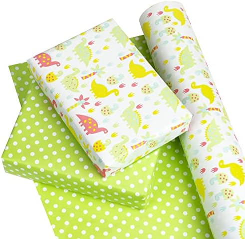 WRAPAHOLIC Jumbo Reversible Dinosaur Wrapping Paper - 24 Inch X 100 Feet Jumbo Roll Dinosaur Design, Perfect for Kids Birthday, Baby Shower - Image 3