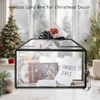 12.6" x 6" x 9" Wedding Glass Card Box with Slot and Lock for Wishing Well, Keepsake, Envelope - Birthday Party Reception Decor, Black (Glass Box Only) Slot Length 7.3 Inches - Image 6