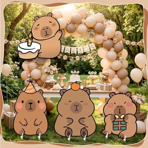 4 Pcs Large Capybara Birthday Party Decorations Capybara Cardboard Cutout 24 Inch Cute Funny Animal Standup Yard Signs for Indoor Outdoor Party Photo Prop Backdrop Supplies - Image 2
