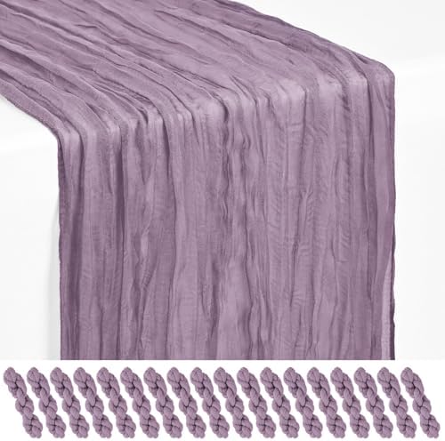 18 Pack Purple Cheesecloth Table Runner 17x108 Inches Boho Home Decor by Showgeous