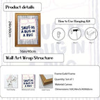 Snug As A Bug In A Rug Wall Art Cute Kids Quote Wall Decor Picture Preppy Pink Blue Striped Nursery Sign Poster Canvas Painting Print for Bedroom Playroom 24x16 inch Gold Framed - Image 2