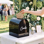 BreezeHug Black Arched Acrylic Wedding Card Box with 3D Cards Letters, Modern Card Holder with Slot for Reception, Bridal Shower, Baby Shower, Birthday Party - Image 3