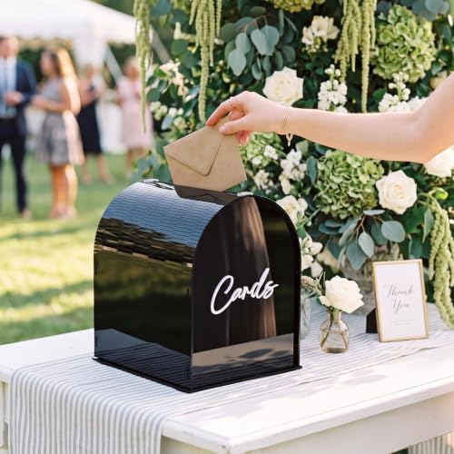 BreezeHug Black Arched Acrylic Wedding Card Box with 3D Cards Letters, Modern Card Holder with Slot for Reception, Bridal Shower, Baby Shower, Birthday Party - Image 3