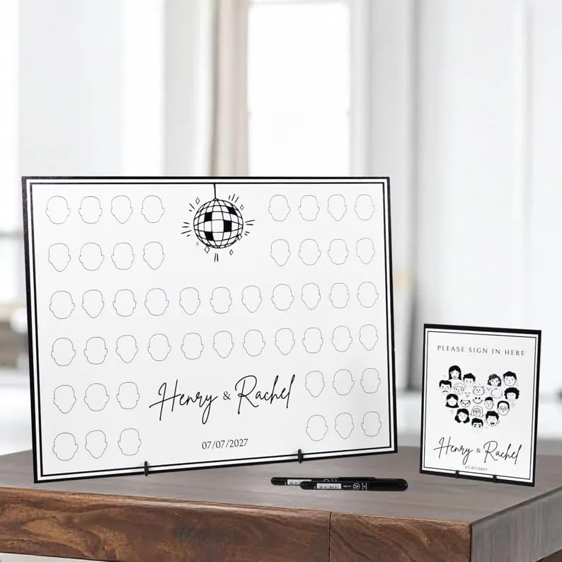 Personalized Wedding Guest Book Alternative: Draw Your Face Reception Game - Image 5