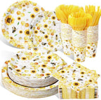 Pickmesh 400 Pcs Bee Sunflower Birthday Party Supplies Plates Serve 50 by Pickmesh
