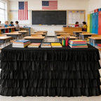 Pufogu Black Tulle Table Skirt 9ft Tutu Ruffled Chiffon Tablecloth For Rectangle Wedding Baby Shower Girls Birthday Party and Cake Dessert Table Decorations(Black, L9(ft), H30in) - Image 2