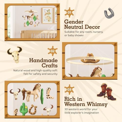 Baby Mobile for Crib Western Cowboy Crib Mobile for Boys and Girls - Image 5