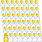 Patelai 48 Pcs 2 oz Plastic Honey Bear Bottles with Lids Clear, Yellow by Patelai