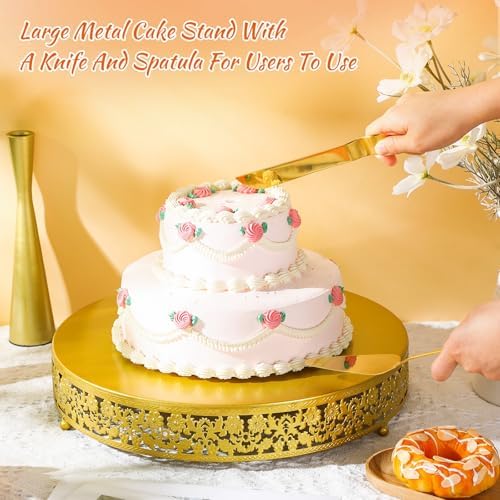 Wenqik 16 Inch Gold Cake Stand Set Metal Round Cupcake Dessert Stand - Image 5