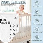 Personalized Baby Monthly Milestone Blanket Boy or Girl - Sleep Bear Months Blanket with Wood Frame and Newborn Wooden Sign - Growth Chart Milestone Blanket 1-12 Month Milestones - Image 6